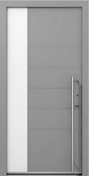 AT 305 Grey Aluminum Entrance Door with Glass Insert