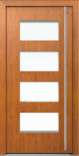 AT 305 Wood Decor Aluminum Entrance Door with Glass Insert